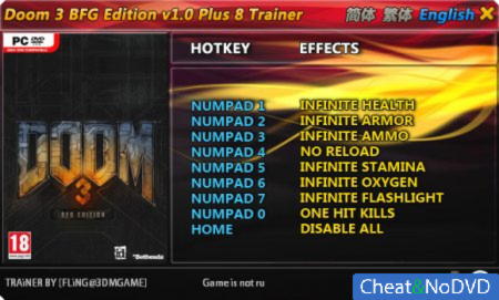 Doom 3 BFG Edition  +8 v1.0 {FLiNG}