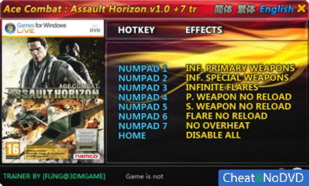 Ace Combat: Assault Horizon  +7 v1.0 {FLiNG}