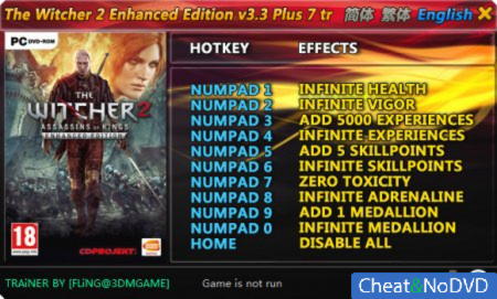 The Witcher 2: Assassins of Kings Enhanced Edition  +7 v3.3 {FLiNG}