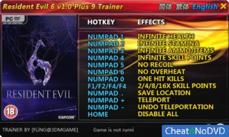 Resident Evil 6  +9 v1.0 {FLiNG}