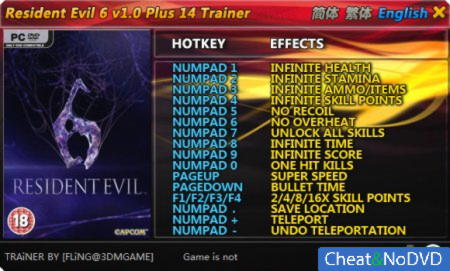 Resident Evil 6  +14 v1.0 {FLiNG}