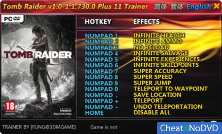 Tomb Raider  +11 1.0 - 1.1.730.0 {FLiNG}