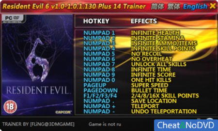 Resident Evil 6  +14 v1.0 - 1.0.1.130 {FLiNG}