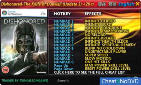 Dishonored: The Knife of Dunwall  +20 v1.3 Up3 {FLiNG}