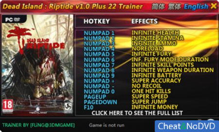 Dead Island: Riptide  +22 v1.0 - 1.4.0 {FLiNG}