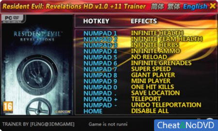 Resident Evil: Revelations  +11 v1.0 {FLiNG}