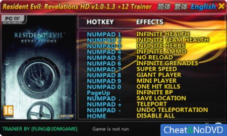 Resident Evil: Revelations  +12 v1.0 Up 3 {FLiNG}