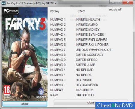 Far Cry 3  +16 v1.05 {GRIZZLY}