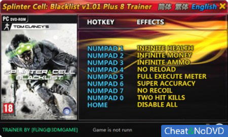 Tom Clancy's Splinter Cell: Blacklist  +8 v1.01 Up1 {FLiNG}