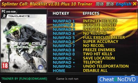 Tom Clancy's Splinter Cell: Blacklist  +10 v1.01 Up1 {FLiNG}