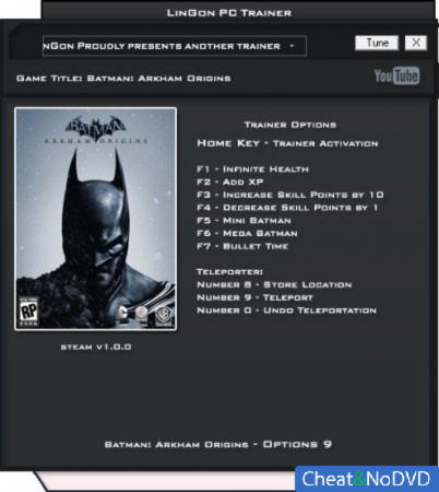 Batman: Arkham Origins  +9 v1.0 {LinGon}