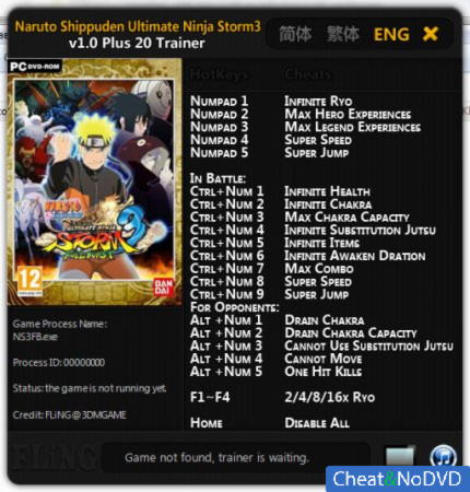 Naruto Shippuden: Ultimate Ninja Storm 3  +20 v1.0 {FLiNG}