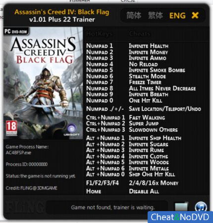 Assassin's Creed 4: Black Flag  +22 v1.01 {FLiNG}