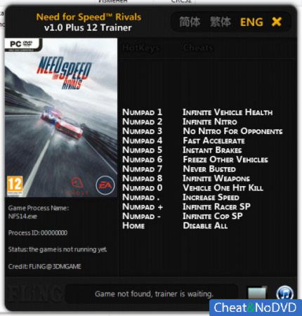 Need for Speed Rivals  +12 v1.0: 64 Bit {FLiNG}