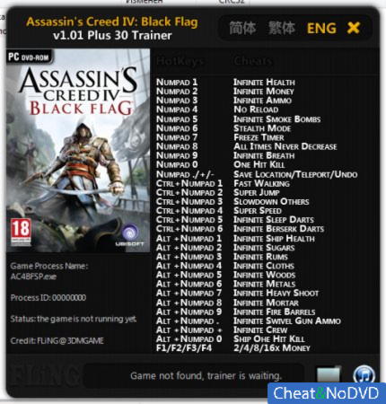 Assassin's Creed 4: Black Flag  +30 v1.01 {FLiNG}