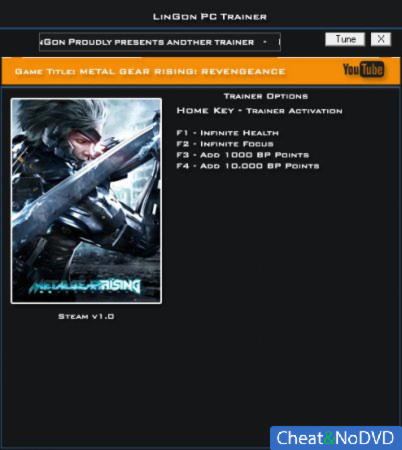 Metal Gear Rising: Revengeance  +4 v1.0 {LinGon}