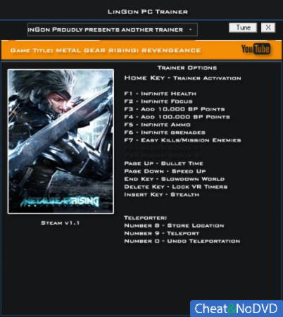 Metal Gear Rising: Revengeance  +14 v1.1 {LinGon}