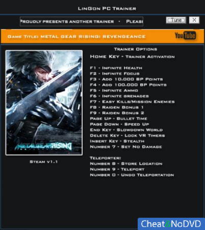 Metal Gear Rising: Revengeance  +17 v1.1 {LinGon}