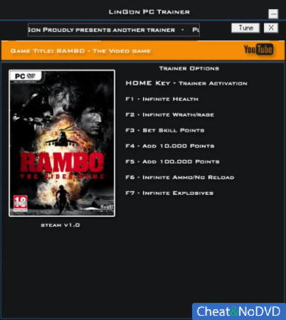 Rambo: The Video Game  +7 v1.0 {LinGon}