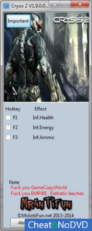 Crysis 2  +3 v1.9.0.0 {MrAntiFun}