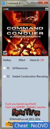 Command & Conquer 3: Tiberium Wars Kanes Wrath  +3 v1.0 {MrAntiFun}