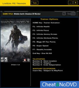 Middle-earth: Shadow of Mordor  Trainer +11 v1.0 {LinGon}