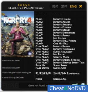 Far Cry 4  Trainer +20 v1.4.0 - 1.5.0 {FLiNG}