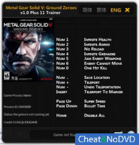 Metal Gear Solid 5: Ground Zeroes  Trainer +11 v1.0 {FLiNG}