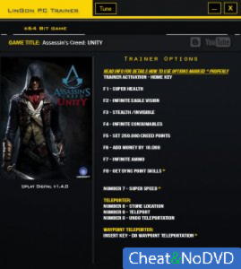 Assassin's Creed: Unity  Trainer +12 v1.4.0 {LinGon}