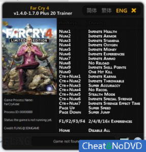 Far Cry 4  Trainer +20 v1.4.0 - 1.7.0 {FLiNG}