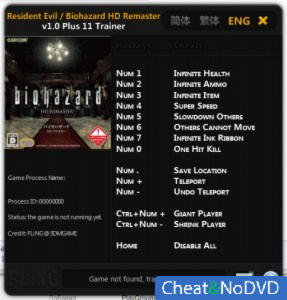 Resident Evil HD Remaster  Trainer +11 v1.0 {FLiNG}