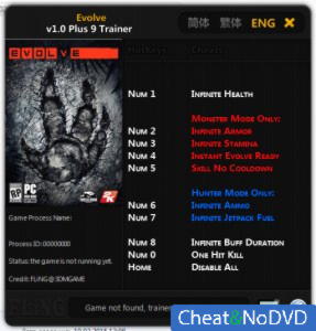 Evolve  Trainer +9 v1.0 {FLiNG}