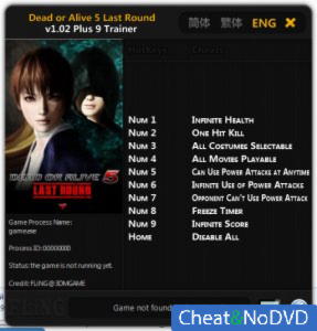 Dead or Alive 5: Last Round  Trainer +9 v1.0.2 {FLiNG}