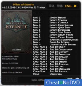 Pillars of Eternity  Trainer +23 v1.0.3.0530 {FLiNG}