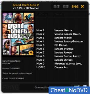 Grand Theft Auto 5  Trainer +10 GTA V 1.0 {FLiNG}