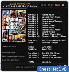 Grand Theft Auto 5  Trainer +18 GTA V 1.0.323 - 1.0.331 {FLiNG}