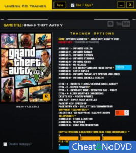 Grand Theft Auto 5  Trainer +22 GTA V 1.0335.2 {LinGon}