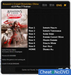 Assassin's Creed Chronicles: China  Trainer +7 v1.0 {FLiNG}