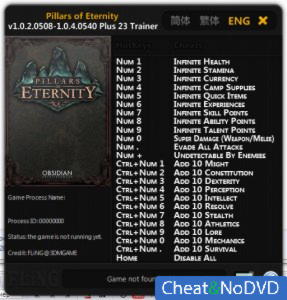 Pillars of Eternity  Trainer +23 v1.0.4.0540 {FLiNG}