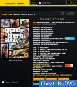 Grand Theft Auto 5  Trainer +24 GTA V 1.0.350.2 {LinGon}