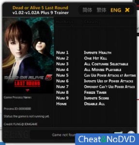 Dead or Alive 5: Last Round  Trainer +9 v1.0.2 - 1.0.2 {FLiNG}