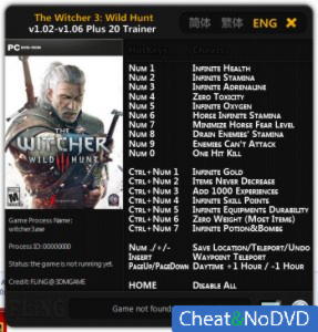 The Witcher 3: Wild Hunt  Trainer +20 v1.02 - 1.06 {FLiNG}