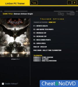 Batman: Arkham Knight  Trainer +10 v1.1 {LinGon}