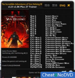 The Incredible Adventures of Van Helsing 3  Trainer +27 v1.0 - 1.06 64 Bit {FLiNG}