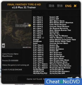 Final Fantasy Type-0 HD  Trainer +31 v1.0 {FLiNG}