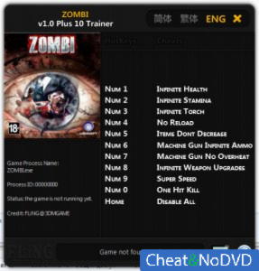 Zombi  Trainer +10 v1.0 {FLiNG}