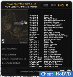 Final Fantasy Type-0 HD  Trainer +31 v1.0 Update 2 {FLiNG}