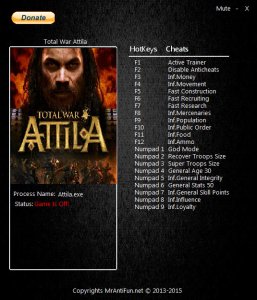 Total War: Attila  Trainer +19 v1.4.0 Build 7703 {MrAntiFun}