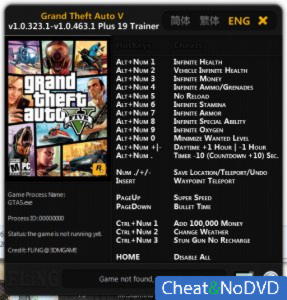 Grand Theft Auto 5  Trainer +18 GTA V 1.0.323.1 - 1.0.463.1 {FLiNG}