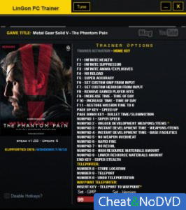 Metal Gear Solid V: The Phantom Pain  Trainer  +25 v1.02 Update5 {LinGon}